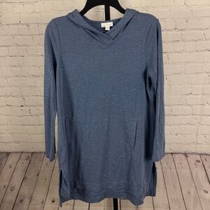 Pure Jill Luxe Tencel Blue Pocket Front Tunic Size Small Petite
